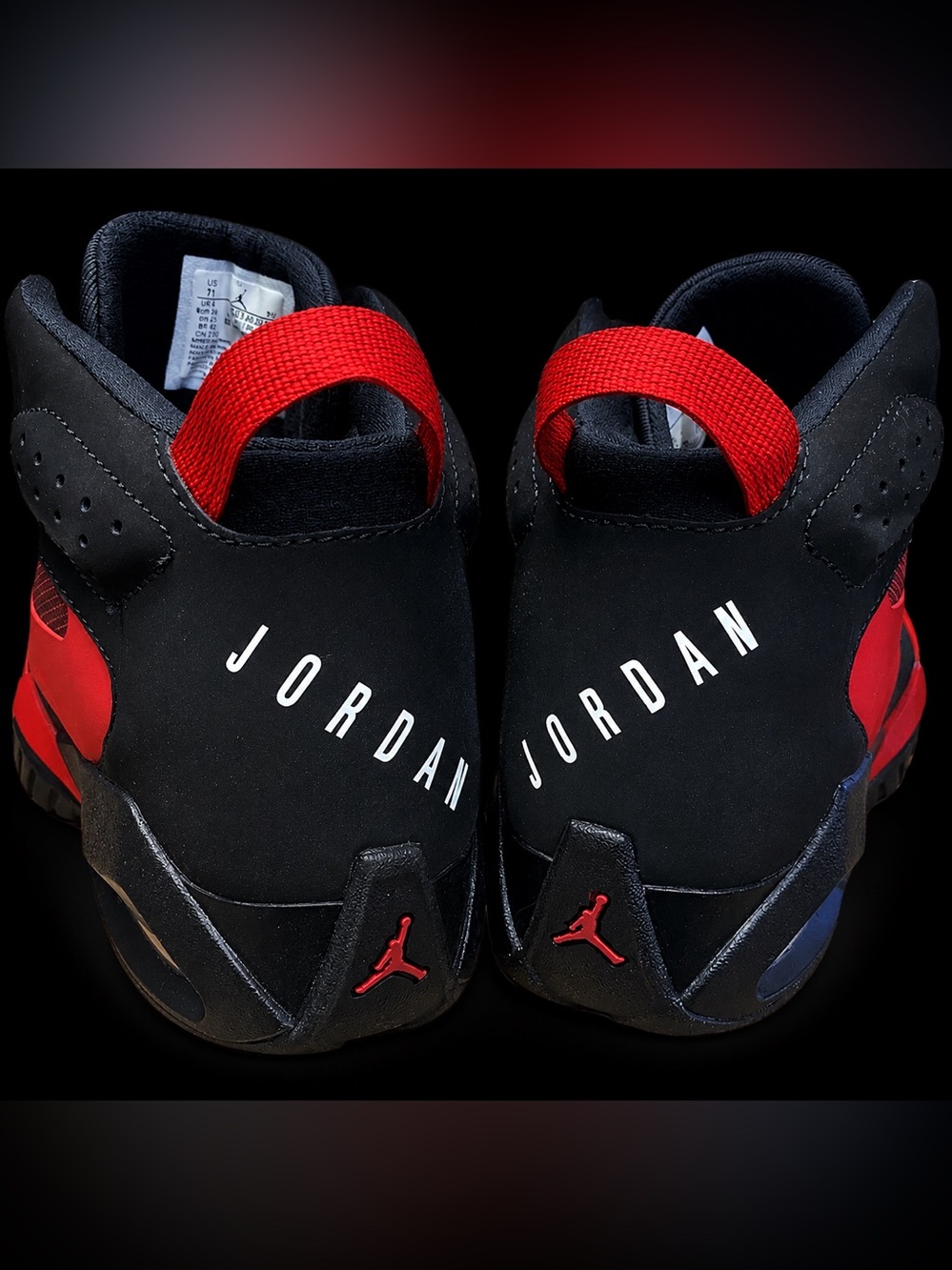 7Y 9 women Jordan Red and Black High-Top Basketball Sneaker